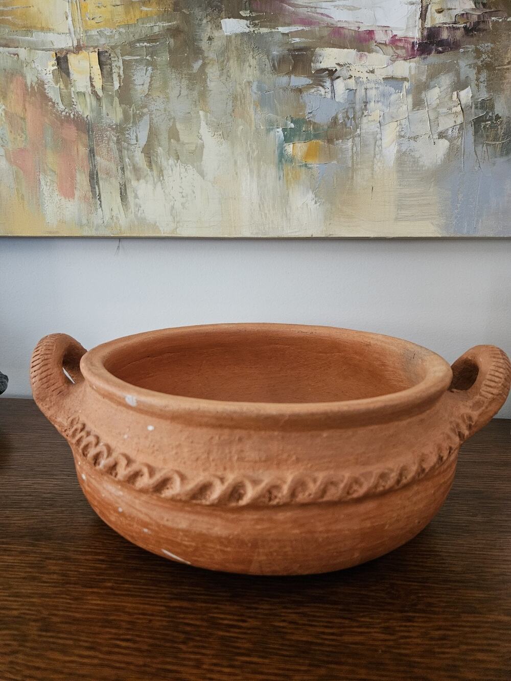VTG Southwestern Red Terracotta Bowl Rustic Handmade Clay Pottery Primitive 11"